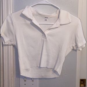 Garage Cropped White Polo Tee